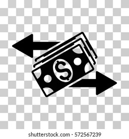 Dollar Banknotes Payments icon. Vector illustration style is flat iconic symbol, black color, transparent background. Designed for web and software interfaces.