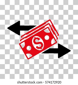 Dollar Banknotes Payments icon. Vector illustration style is flat iconic bicolor symbol, intensive red and black colors, transparent background. Designed for web and software interfaces.