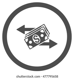 Dollar Banknotes Payments rounded icon. Vector illustration style is flat iconic symbol, gray color, white background.