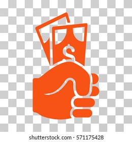 Dollar Banknotes Salary icon. Vector illustration style is flat iconic symbol, orange color, transparent background. Designed for web and software interfaces.