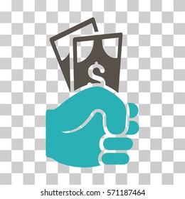 Dollar Banknotes Salary icon. Vector illustration style is flat iconic bicolor symbol, grey and cyan colors, transparent background. Designed for web and software interfaces.
