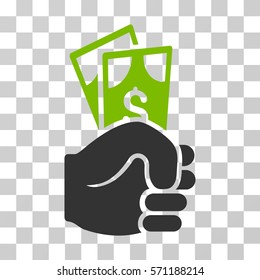 Dollar Banknotes Salary icon. Vector illustration style is flat iconic bicolor symbol, eco green and gray colors, transparent background. Designed for web and software interfaces.