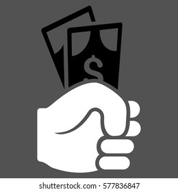 Dollar Banknotes Salary vector icon. Flat bicolor black and white symbol. Pictogram is isolated on a gray background. Designed for web and software interfaces.