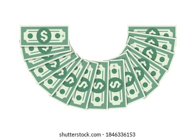 Dollar banknotes stack in flat style. Money bill pile. Finance and banking illustration.