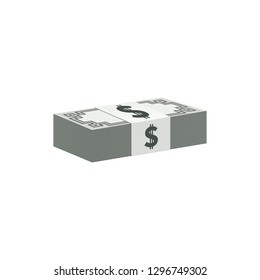 Dollar banknotes stack on white background. Currency icons design.