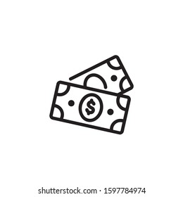 Dollar banknotes thin line icon. Money, bill, payment isolated outline sign. Finance, banking, investment concept. Vector illustration symbol element for web design