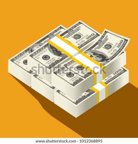 Dollar banknotes, us currency money bills vector 