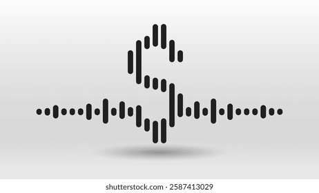 Dollar bar icon pulse wave sign symbol vector illustration