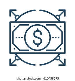 Dollar Bill and Arrows vector icon in meaning Money Flow