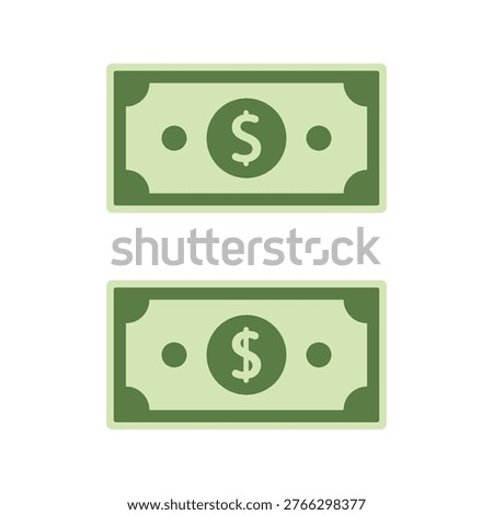 Dollar bill banknote icon. USD cash currency symbol. International money sign