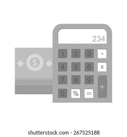 Dollar, bill, calculator, calculation icon vector image. Can also be used for ecommerce, shopping, business. Suitable for web apps, mobile apps and print media.