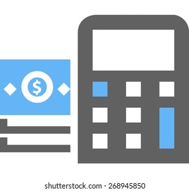 Dollar, bill, calculator, calculation icon vector image. Can also be used for eCommerce, shopping, business. Suitable for web apps, mobile apps and print media.