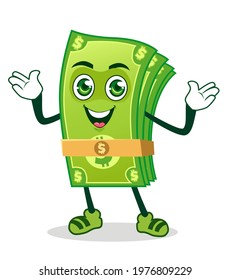 Dollar Bill Cartoon Mascot Character in Vector