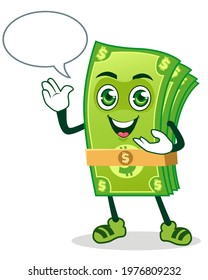 Dollar Bill Cartoon Mascot Character in Vector