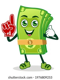 Dollar Bill Cartoon Mascot Character in Vector