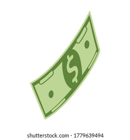 Icono del vector de la caricatura de la factura del dólar.Cartón ilustrativo del vector de la caricatura billete de dinero. Ilustración aislada del icono del billete de dólar sobre fondo blanco.