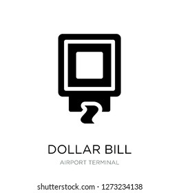 dollar bill from cash machine icon vector on white background, dollar bill from cash machine trendy filled icons from Airport terminal collection