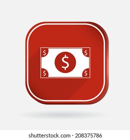Dollar bill. Color square icon