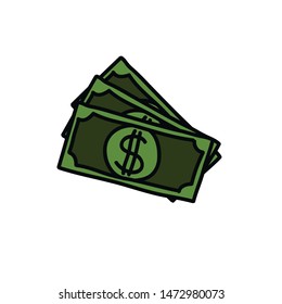 dollar bill doodle icon, vector illustration