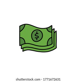 icono del doodle de la letra del dólar, ilustración del vector