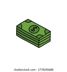icono del doodle de la letra del dólar, ilustración del vector