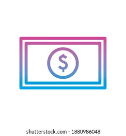 dollar bill gradient style icon of money financial business banking commerce and market theme Vector illustration