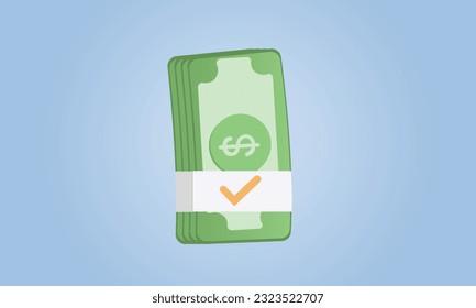 Dollar bill. Green american money. Dollar banknote in cartoon style. Vector illustration 