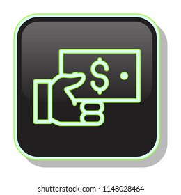 Dollar Bill Icon. American Money concept. Editable stroke flat business icons. Simple thin line art logo. Neon Web app button. Vector illustration. 
