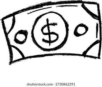 Dollar Bill ícone giz de giz de giz vetor desenho
