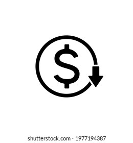 dollar bill icon with a down arrow