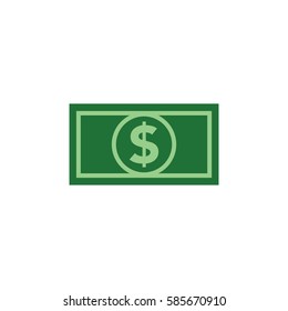 Dollar bill icon in flat green colors. Minimalistic design.