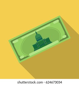 Dollar bill icon in flate style. USA country symbol stock vector illustration.