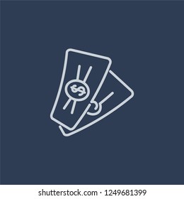 Dollar bill icon. Dollar bill linear design concept from Payment collection. Simple element vector illustration on dark blue background.