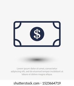 Dollar bill icon. dollar money vector icon. Cash money. For financial apps and websites