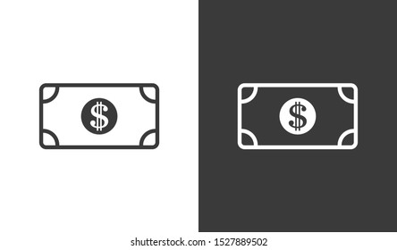 Dollar bill icon. dollar money vector icon. Cash money. For financial apps and websites