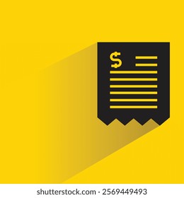 dollar bill icon with shadow on yellow background