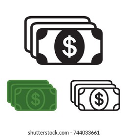 Dollar bill icon. Dollar stack. Vector