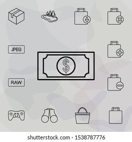 dollar bill icon. Universal set of web for website design and development, app development