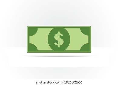 Dollar Bill Icon. Vector Flat Symbol On White Background