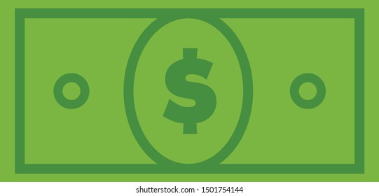 Dollar bill icon vector illustration, cash money symbol.