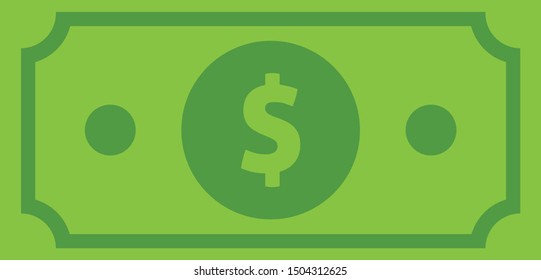 Dollar bill icon vector illustration, cash money symbol.