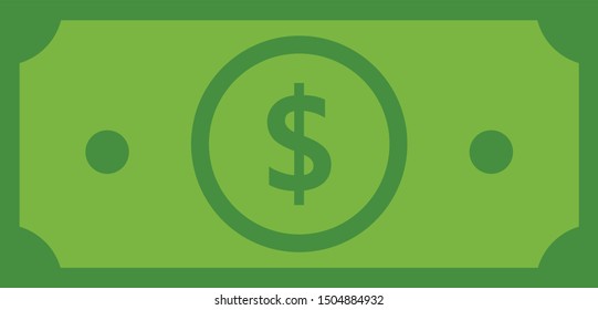 Dollar bill icon vector illustration, cash money symbol.