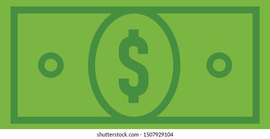 Dollar bill icon vector illustration, cash money symbol.