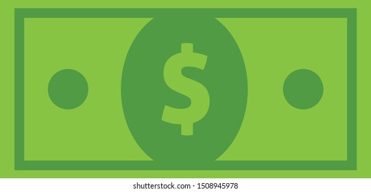 Dollar bill icon vector illustration, cash money symbol.