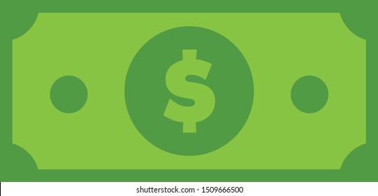 Dollar bill icon vector illustration, cash money symbol.