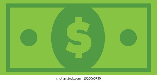 Dollar bill icon vector illustration, cash money symbol.
