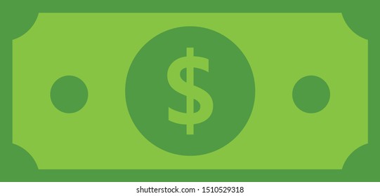Dollar bill icon vector illustration, cash money symbol.