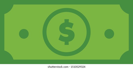 Dollar bill icon vector illustration, cash money symbol.