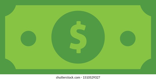 Dollar bill icon vector illustration, cash money symbol.