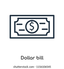 Dollar bill icon vector isolated on white background, Dollar bill transparent sign , thin symbols or lined elements in outline style